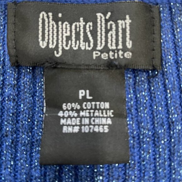 Blue Long Sleeve Ribbed Sequin Embellished Sweater M Glam Sparkly Festival Chic - Picture 2 of 11